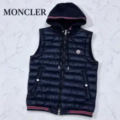 MONCLER ダウンベスト フード付き ネイビー - メルカリ
