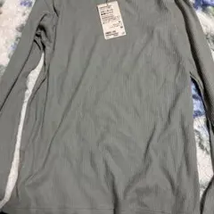 グレー リブ素材 長袖Tシャツ Mサイズ