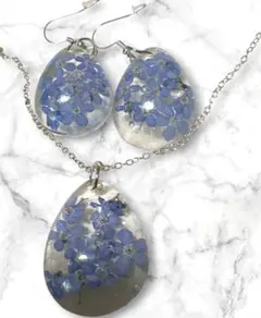 あじさいレジンネックレス あじさいペンダント 紫陽花ネックレス