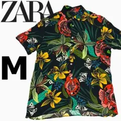 人気即完　ZARAMAN ボタニカル総柄　アロハシャツ　レーヨンのサムネイル