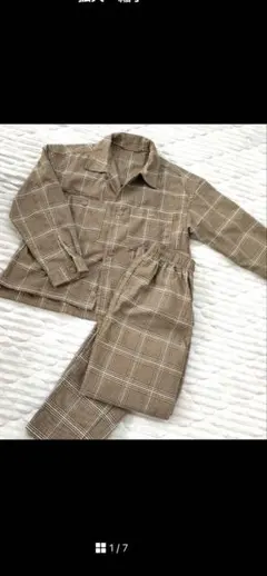 GU チェック柄 ジャケット&パンツ セットアップ