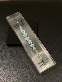 水色フラワーモチーフシルバーブレスレット
