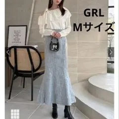 GRL ラメチェックツイードマーメイドスカート ブルー[dk1080] Mサイズ