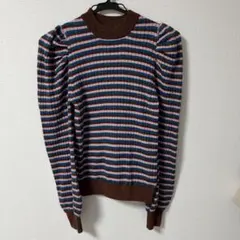 jouetie ストライプ パフスリーブ ニット