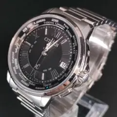 美品　CITIZEN　シチズン　XC　ブラック　シルバー　ソーラー　メンズ　時計