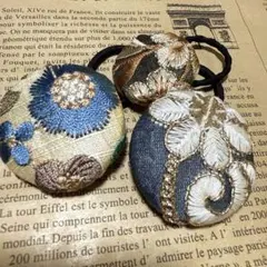 インド刺繍リボンヘアゴム3個セット