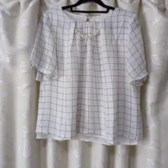 GLACIER チェック柄 半袖ブラウス M