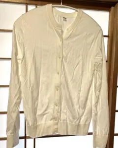 UVカットクルーネックカーディガン M オフホワイトUNIQLO