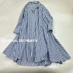 ジャーナルスタンダード ワイドストライプ Aライン ロング シャツ ワンピース
