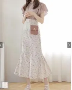 GRL 花柄マーメイドロングスカート[gc57] アイボリー Mサイズ