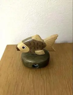 【レトロ・民芸品】魚のオブジェ 鉛筆削り / 木製 置物