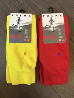 FALKE RUN ソックス 2足セット イエロー レッド 42/43