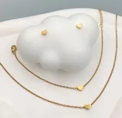 サージカルステンレ 3セット★ シンプルハート ネックレスとピアスとブレスレット