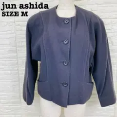 ジュンアシダ M ジャケット 紺 ウール ノーカラー フォーマル[6341]