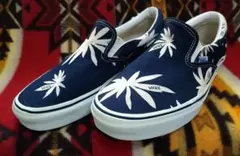 【希少　廃盤品レア】VANS ネイビー　　マリファナ　ガンジャ柄　スリッポン
