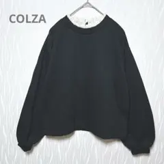 コルザ レース襟トップス 韓国風 ドッキング ぽわん袖 重ね着風 美シルエット