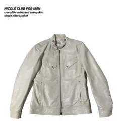 NICOLE CLUB FOR MEN クロコダイル シープスキン ライダース 2026年最新】NICOLE CLUB FOR MEN カラー：ホワイト系 メンズ シングル