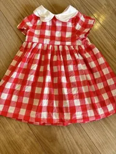 jacadi 襟付き赤白チェックワンピース 24M