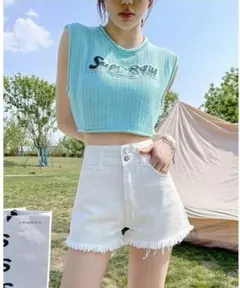 タイムセール！レディース ハイウエスト デニムショートパンツ