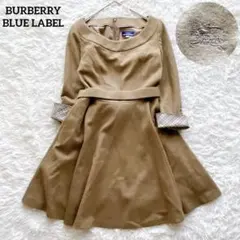 【美品】バーバリーブルーレーベル ワンピース ベルト リボン ノバチェック ロゴ
