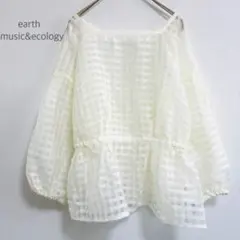 アースミュージック＆エコロジー　シアー　ギンガムプルオーバー　ブラウス