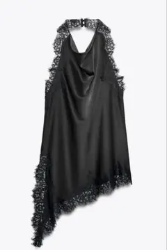 ZARA ブラックレーストリムアシンメトリックキャミソール