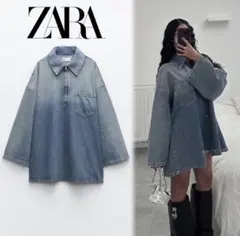 ZARA ザラ デニム ハーフジップ ワンピース