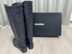 CHANEL ロングブーツ　レザー　38.5 G26069X01011 美品