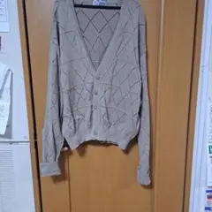 KENZO グレーグリーンダイヤモンド柄 カーディガン