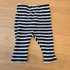 p.premier 黒と白のストライプリブ編みパンツ