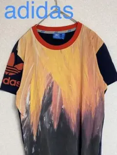adidas アディダス　Tシャツ　トレフォイル　ビックロゴ　総柄