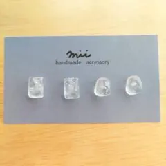 No.238 天然石 水晶 小ぶり 2ペア ピアス レジン 樹脂