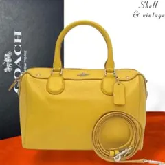 【美品】COACH ハンドバッグ ミニボストン イエロー 2way F36677