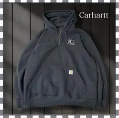 57/Carharttカーハート 企業刺繍ロゴ パーカーハーフジップ XL