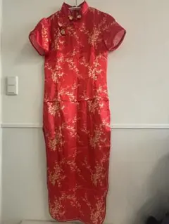 チャイナドレス ロング レッド 赤 薄手 ロングドレス コスプレ コスチューム