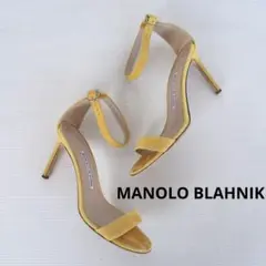 マノロブラニク　ストラップ　ハイヒール　サンダル　極美品 マノロ ブラニク“花々咲き誇る”ミュール＆足首ストラップ付き