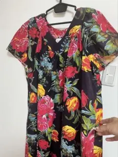 花柄、古着US.KALAMA フラワープリント 半袖ワンピース、ビンテージ