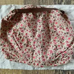 小花柄ショルダーバッグ/革の持ち手