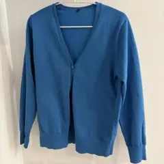 青色 Mサイズ Vネックカーディガン