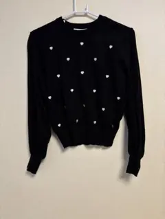 BONLECILL ハート刺繍ニット ブラック フリーサイズ 長袖 シンプルのサムネイル