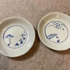 ①小皿 / 京都柄/ 2枚セット/ 昭和レトロ　大文字　嵐山