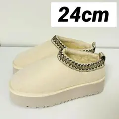 ショートアングルブーツ 【24cm】 厚底 ボア スエード 暖かい 未使用品