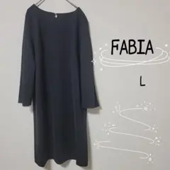 袖プリーツ✨ FABIA ファビア 膝丈ワンピース ブラック L フォーマル