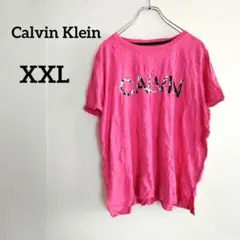 一点物 Calvin Klein ピンク Tシャツ トップス 【XXL】海外古着