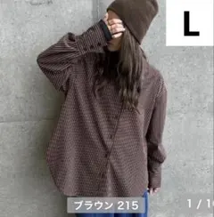 新品未使用 ayaさんコラボストライプシャツ中茶L