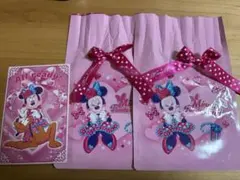 ミニーパルパルーザ　ポストカード　袋　リボン