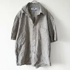 オールドネイビー チェック シャツ レギュラーカラー 半袖 S 青茶白 綿 夏のサムネイル