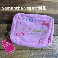Samantha Vega ポーチ 新品 タグ付き メイクポーチ ピンク リボンのサムネイル