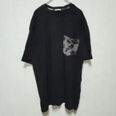 【GU】（L）ボタニカル柄ポケット付きTシャツ/カジュアル/アウトドア/シンプル