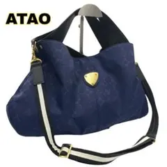【美品】ATAO elvモノグラム ネイビー 2WAY ショルダー